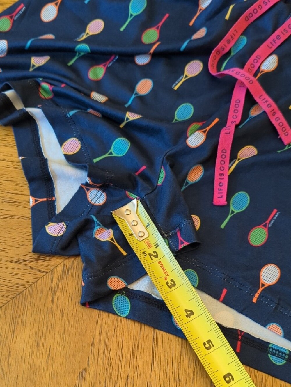 Life Is Good Navy Tennis Racket Pajama Shorts - Picture 6 of 7